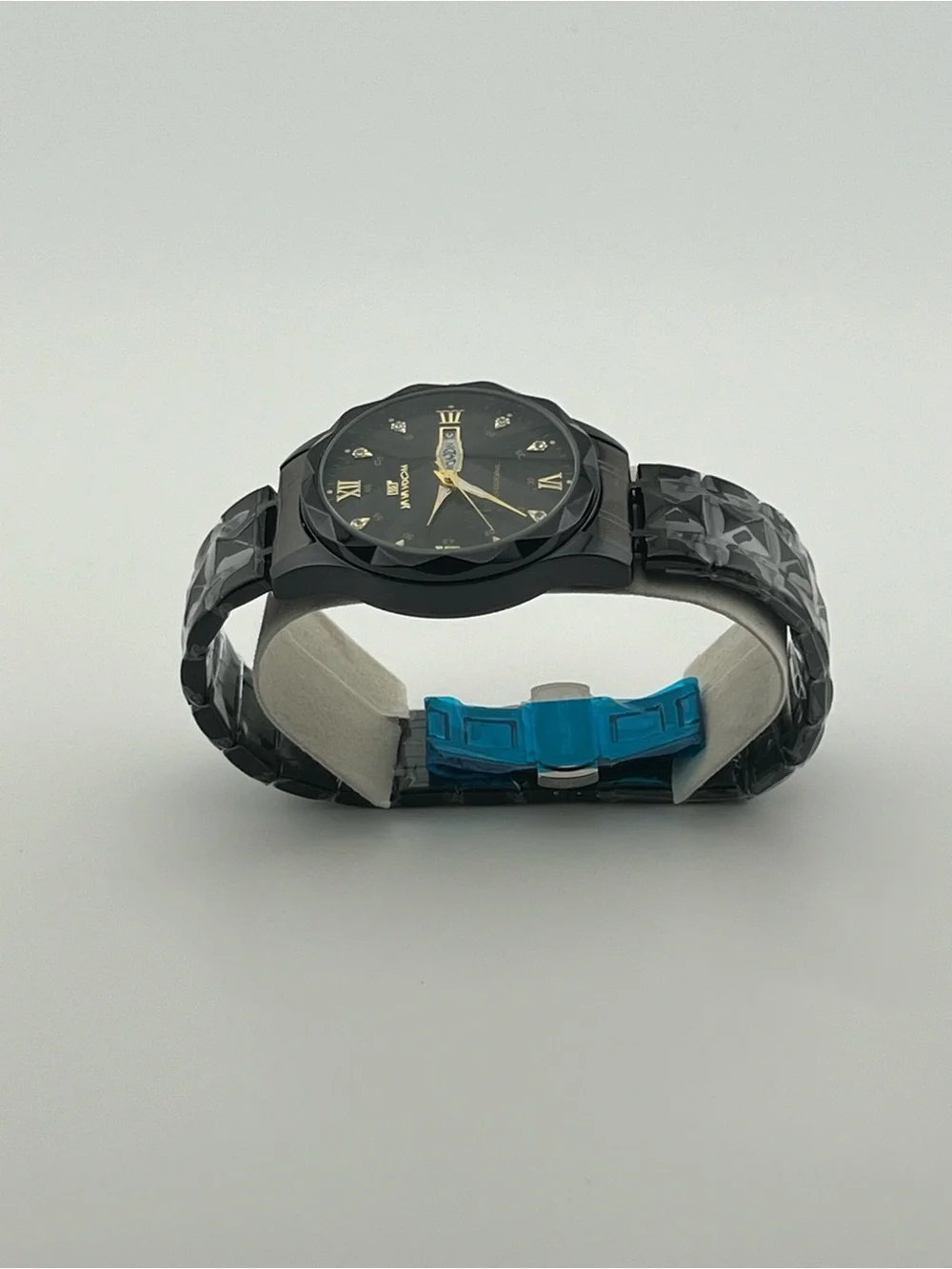 Va Va Voom Men's Black Dress Watch with Gold Accents